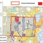 This map depicts where the Conna family homestead was located and what property is owned by the city within it. The map was compiled by prepared by Lucien Ong through Historic Tacoma. The red addition denoting racially restrictive properties was added by the Mirror based on records from the Seattle Civil Rights and Labor History Project.