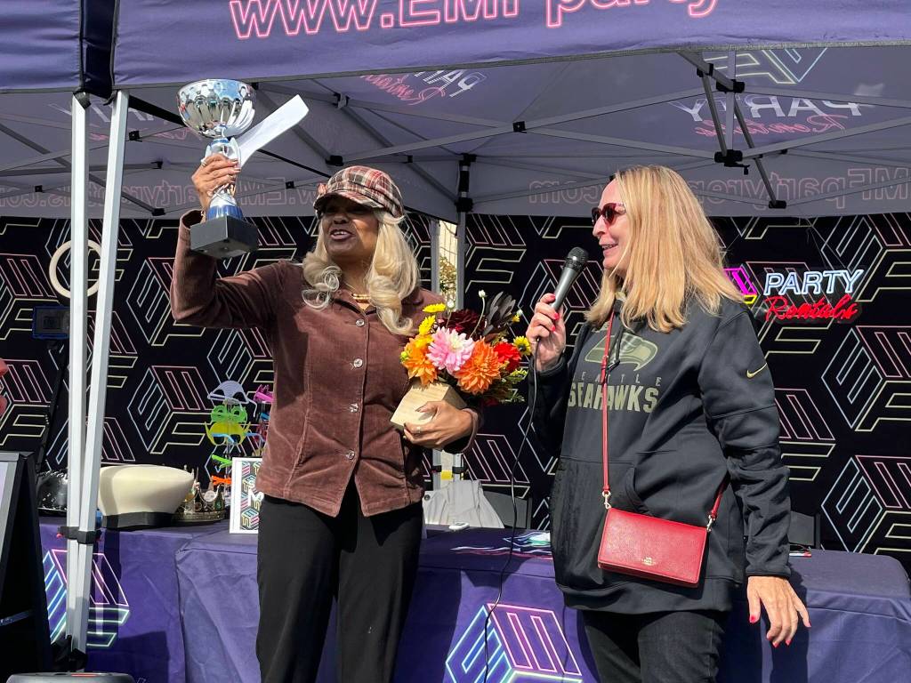 Vickie Chynoweth with Federal Ways Got Talent winner Mary Roberts (left). Photos by Andy Hobbs/The Mirror
