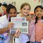 Adelaide students stopped by the Mirrors table to decorate notebooks and learn about a career in journalism at the career fair this year. Photo by Keelin Everly-Lang / the Mirror