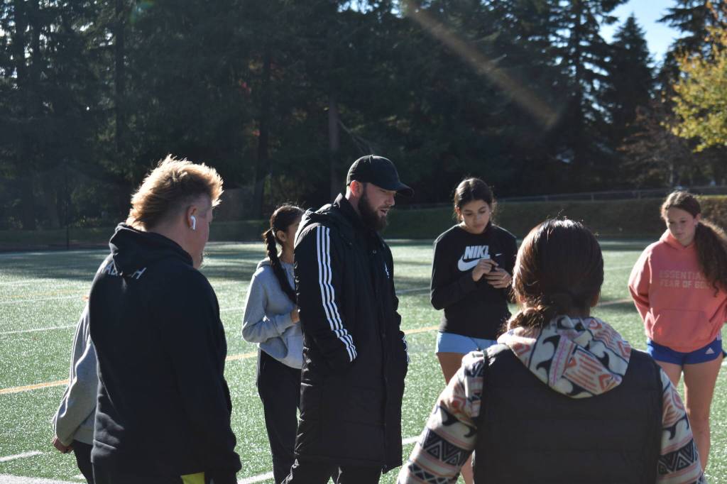 Sean Davis addresses his team before practice gets started. Ben Ray / The Mirror