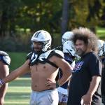 Head Coach Matt Vaeena (right), Jas Leonardo Kereti (middle) and teammates at practice. Ben Ray / The Mirror