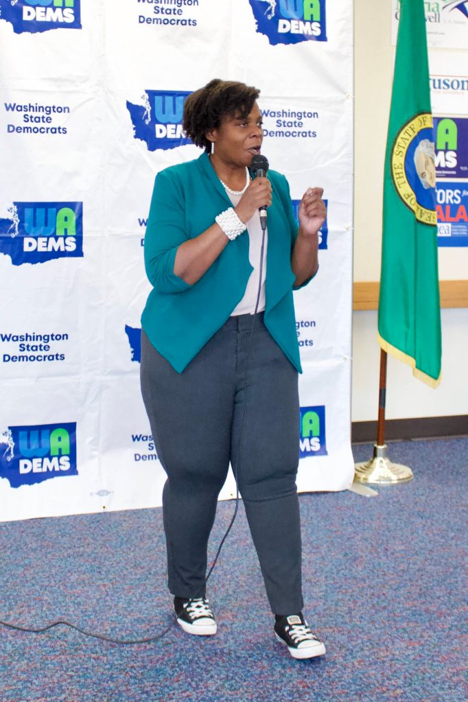 State Rep. Jamila Taylor on Nov. 5 at a Get Out the Vote event at the Washington Education Association in Federal Way located at 32032 Weyerhaeuser Way South.
