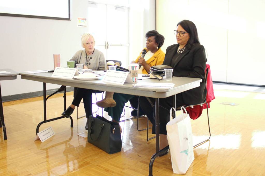 Senator Claire Wilson and Representatives Jamila Taylor and Kristine Reeves. Photo by Keelin Everly-Lang / the Mirror