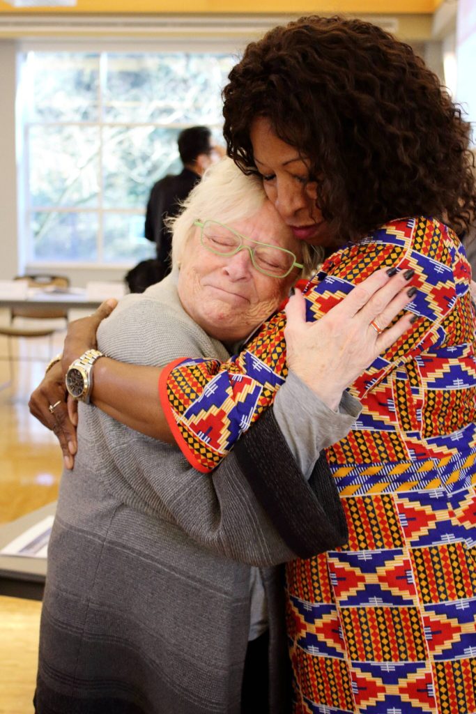 Senator Claire Wilson and Dr. Janis Clark share a moment at the Legislative Agenda Breakfast. Photo by Keelin Everly-Lang / the Mirror