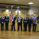 The Todd Beamer Junior Air Force ROTC poses with school board members at the Dec. 17 meeting. Photo by Keelin Everly-Lang / the Mirror