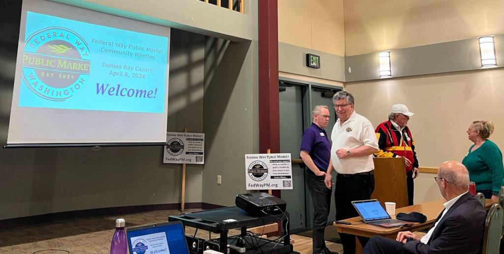 Roger Flygare and others at the Federal Way Public Market update meeting. Photo courtesy of Ron Walker