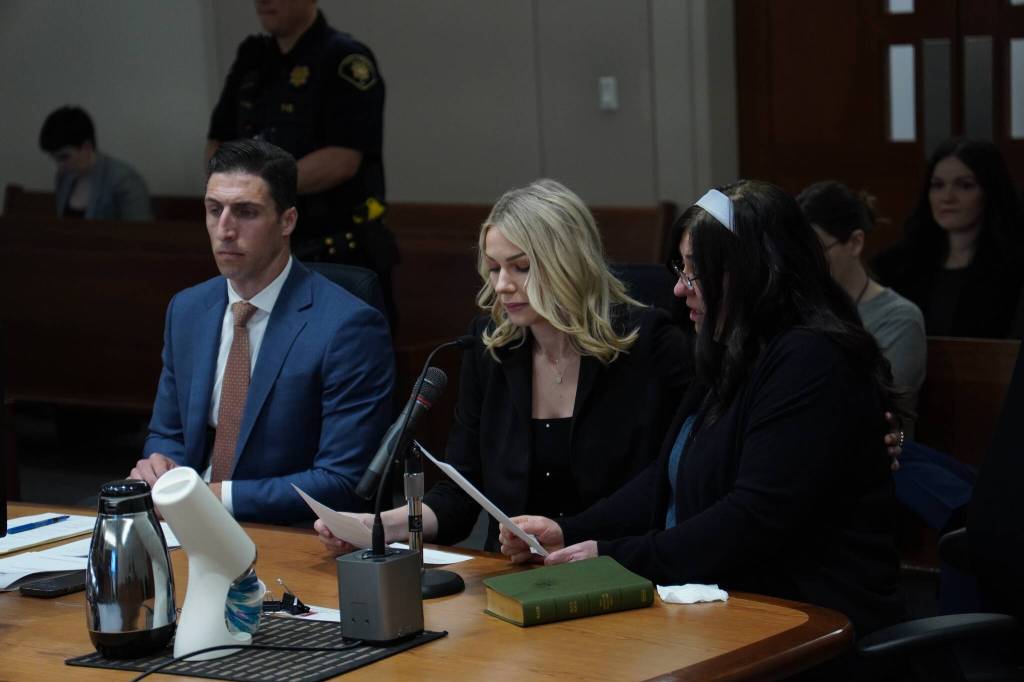 The victims mother reading a statement to the judge at the sentencing. Photo by Joshua Solorzano/The Mirror