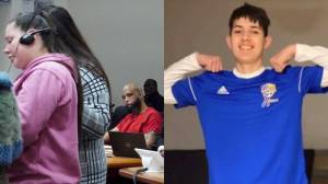 Antonio Garcia-Fonsecas mother giving her statement to the judge during Michael Leemouis sentencing hearing, and a photo of Garcia-Fonseca. Photo by Joshua Solorzano/The Mirror