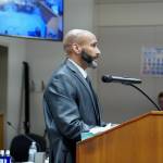 Auburn Police Department Cmdr. Cristian Adams speaks in court. Photo by Joshua Solorzano/Sound Publishing