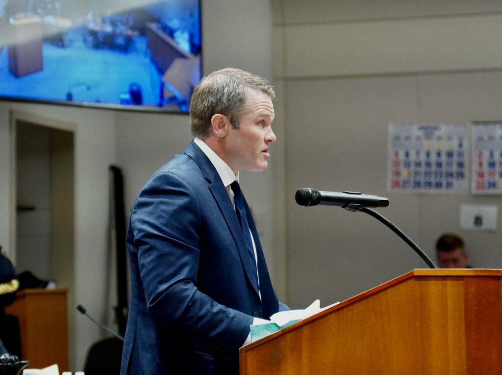 Auburn Police Department Assistant Chief Sam Betz speaks to the judge. Photo by Joshua Solorzano/Sound Publishing.