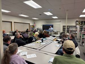 Federal Way Police Department Chief Andy Hwang joined Mayor Jim Ferrell to speak at the Westridge HOA Neighborhood Meeting at Silver Lake Elementary School on Jan. 27. Photo courtesy of the City of Federal Way.