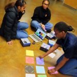 Drones can be operated manually but can also be programmed to accomplish various tasks, like identifying colors. Here students at Todd Beamer in the Air Force ROTC program practice programming drones in preparation for an upcoming competition. Photo by Keelin Everly-Lang / the Mirror