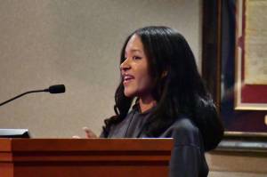 Sienna Mayo was recognized by the Federal Way City Council for her research project in partnership with the University of Washington at the Council meeting on Feb. 4. Photo by Bruce Honda