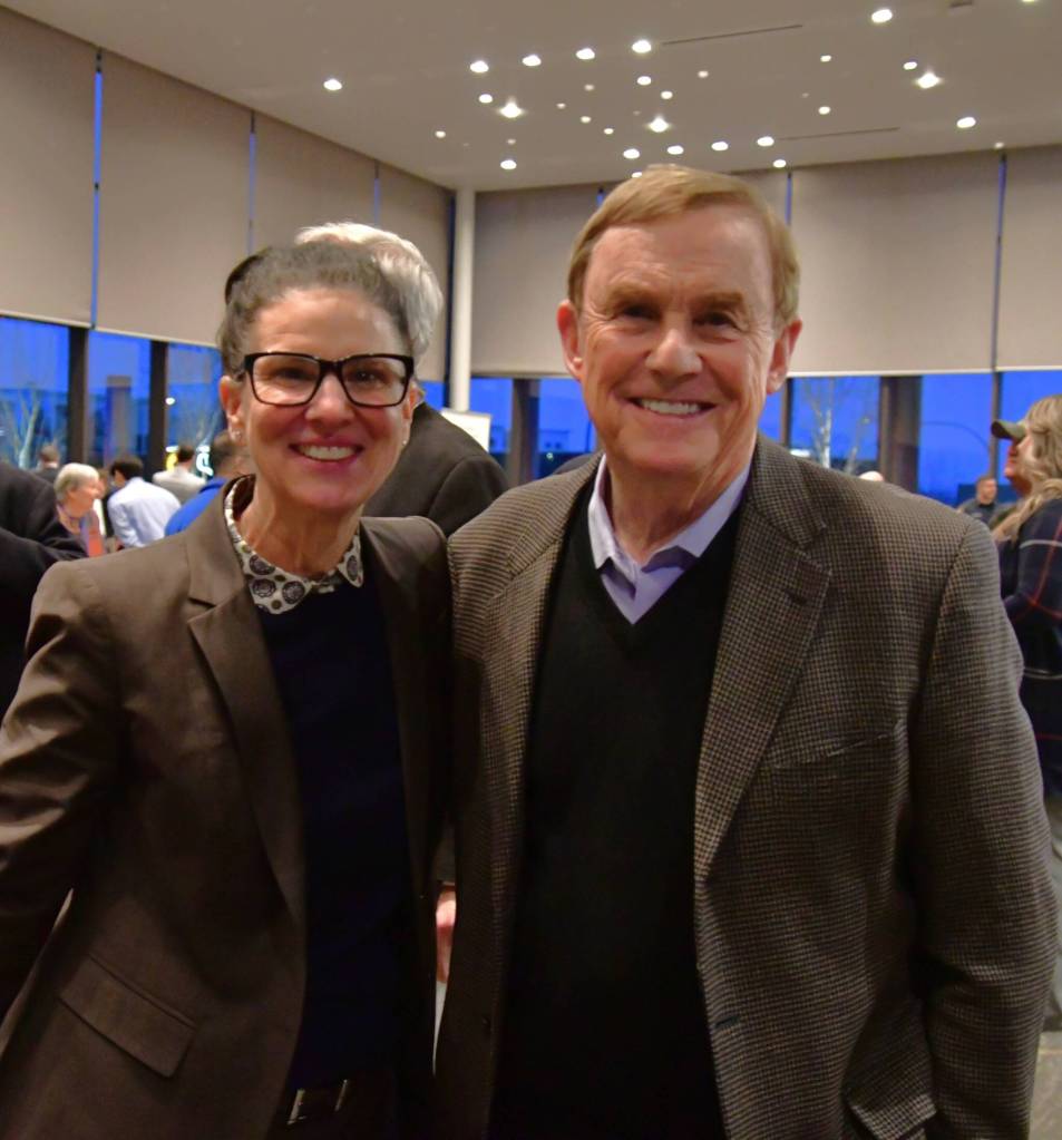 FWPS Superintendent Dani Pfeiffer and King County Councilmember Pete von Reichbauer at the State of the City address Feb. 13. Photo by Bruce Honda.
