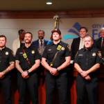 Firefighters of South King Fire were honored at the February 18 Federal Way City Council meeting. Photo by Keelin Everly-Lang / the Mirror
