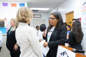 30th District State Rep. Kristine Reeves (D), at right, is seen at a campaign kickoff event in Sept. 2024 for a coalition called Flavors Hook Kids Washington, which seeks to end the sale of flavored tobacco products in the state. File photo