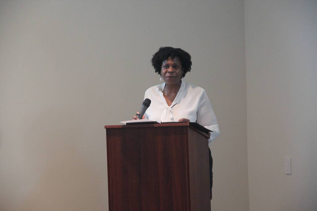 Representative Jamila Taylor spoke at the Grand Opening of Redondo Heights. She helped secure some of the funds for its construction. Photo courtesy of Ben Miller at the City of Federal Way.