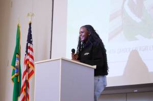 Alyssa Karie is an 8th grade student who shared her experience with Communities in Schools at the organizations event on March 7. Photo by Keelin Everly-Lang / the Mirror