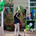 Craig Patrick celebrates receiving the proclamation from the City of Federal Way declaring Irish-American Heritage Week. Photo by Keelin Everly-Lang / the Mirror
