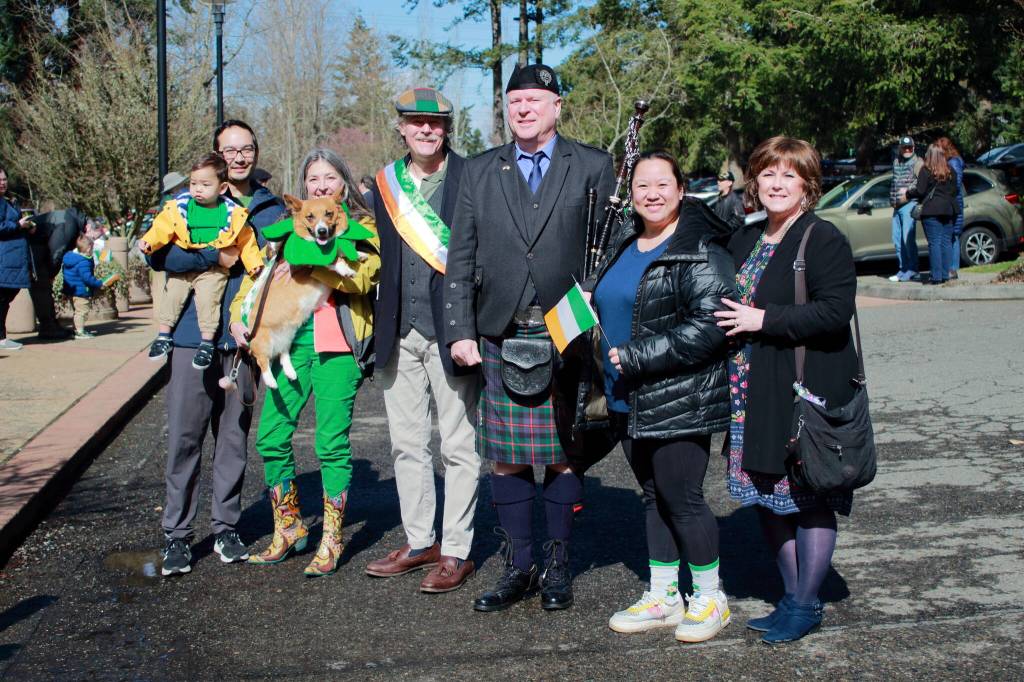 Federal Way community members celebrating the flag raising on St. Patricks Day. Photo by Keelin Everly-Lang / the Mirror