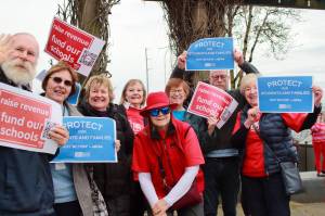 Retired Washington State educators joined the action to advocate for school funding along with Federal Way Education Association (FWEA) on March 19 in Federal Way. Photo by Keelin Everly-Lang / the Mirror