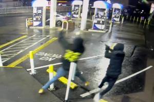 Two people from the video shooting at someone they saw in a parked car. Courtesy photo.