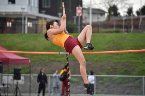 Thomas Jefferson athlete uses competes on the pole vault. Ben Ray / The Reporter