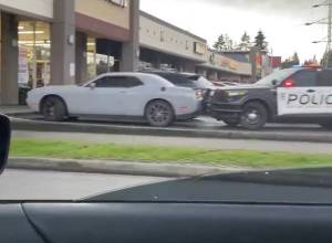 A screenshot of a video uploaded to the Citizens app of the gray Dodge Charger being stopped by police. Courtesy photo