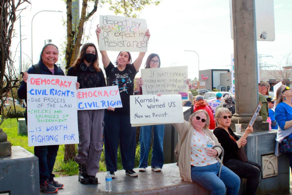 Many ages and causes were represented at the demonstration on Saturday, but what everyone had in common was a desire to speak out for their values. Photo by Keelin Everly-Lang / the Mirror