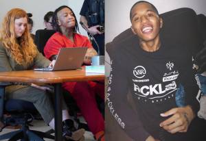 Left to right: Public defender Susan Sobel, Robert Firstrider, and a photo of Clinton Taylor. Courtesy photo.