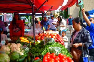 Heaps of bright produce were on display at the Federal Way Farmers Market on Saturday, June 29. Photo by Bruce Honda.
