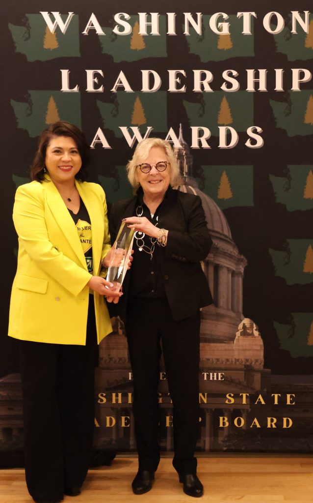 Senator Claire Wilson (D-WA) with Jaqueline Garcia Castillo, founder and CEO of nonprofit Mujer al Volante. Photo courtesy of Washington State Leadership Board