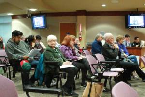 Council chambers at the Federal Way City Hall were full on Tuesday, with many people attending to speak at public comment about the Day Center. Photo by Keelin Everly-Lang / the Mirror