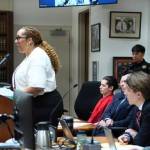 Jonathan Montejano at his sentencing, while Robert Blowe IIIs mother, Felicia Morris, gives a victim impact statement to the judge. Photo by Joshua Solorzano/The Mirror