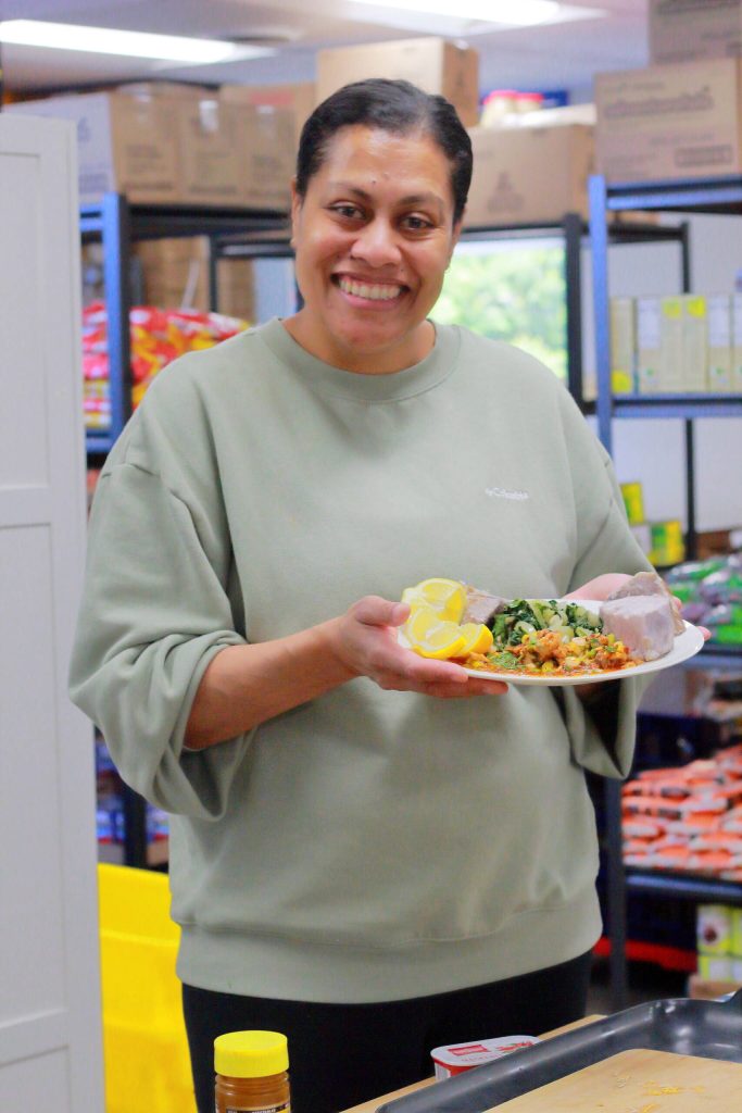Rosi Bolatagici taught a cooking class highlighting how to use local ingredients to cook traditional foods and how to make healthy choices to reduce the risk of health risks like kidney disease. Photo by Keelin Everly-Lang / the Mirror