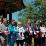 Local leaders cut the ribbon at Hanwoori Garden including: Deputy Consul General for the Republic of Korea Mijo Park, President of the Federal Way Korean American Association Daniel Kim, Representative Kristine Reeves (D-30th District), Federal Way City Council President Linda Kochmar, Federal Way Mayor Jim Ferrell, Former Federal Way Mayor Mike Park, Consul General for the Republic of Korea in Seattle Eunji Seo, King County Councilmember Pete von Reichbauer and Superintendent of Federal Way Public Schools Dr. Dani Pfeiffer. Photo by Keelin Everly-Lang / the Mirror