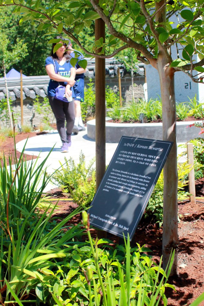Many trees and plants throughout the garden include descriptions in both Korean and English, allowing guests to have a deeper appreciation for the nature in the garden. Photo by Keelin Everly-Lang / the Mirror