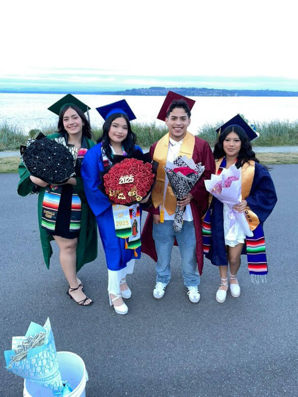 Local grads with their creations from Christina Freemans business. Courtesy photo