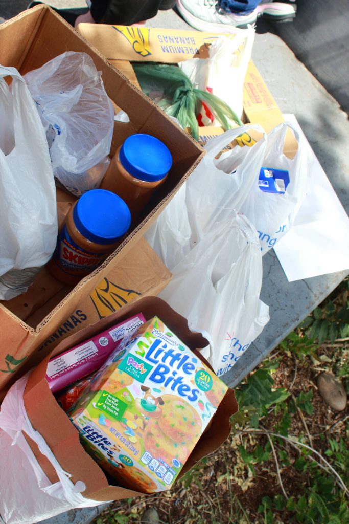 The No Kings demonstration was also a food drive and 540 pounds were collected for donation to the Multi-Service Center in Federal Way. Photo by Keelin Everly-Lang/the Mirror
