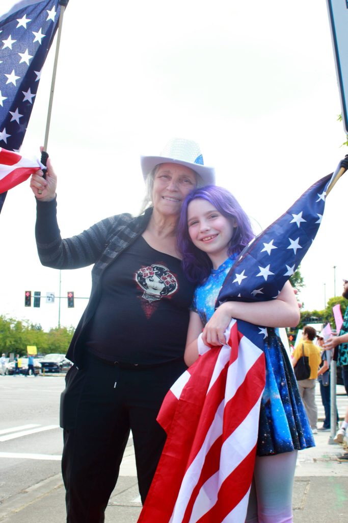 The No Kings protest brought out community members of all ages and American flags were everywhere. Photo by Keelin Everly-Lang/the Mirror