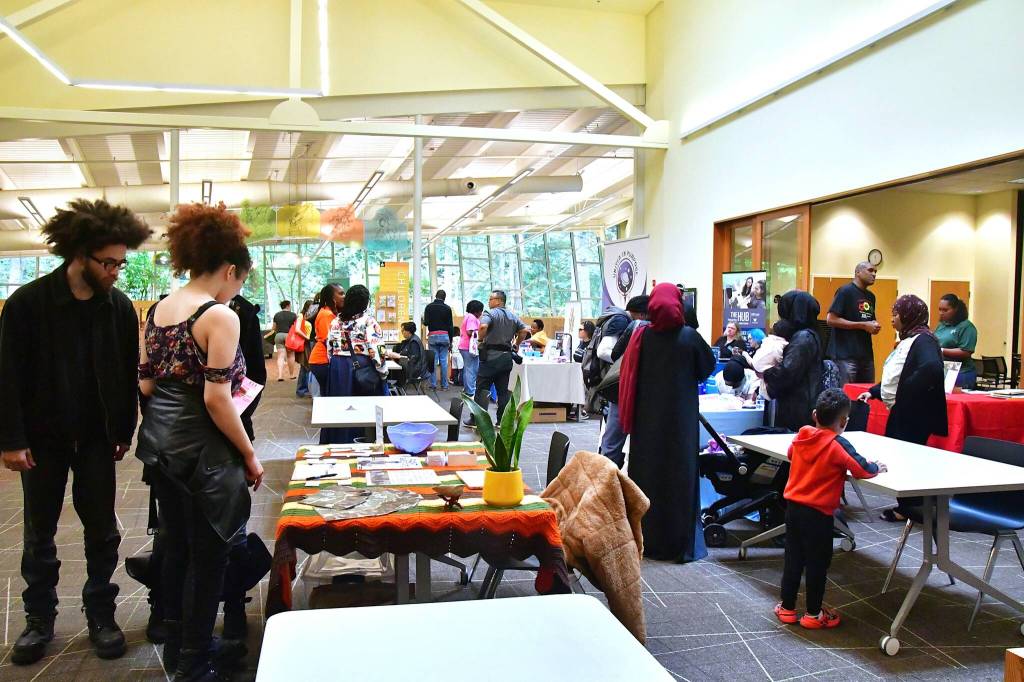 The Resource fair inside the library was only one part of the Juneteenth event on Saturday, June 14. Photo by Bruce Honda.
