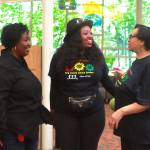 Saudia Abdullah, Carlecia Bell and Cynthia Ricks-Maccotan at the Juneteenth event at the King County Library in Federal Way. Photo by Keelin Everly-Lang / the Mirror