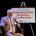 Federal Way Municipal Court Judge David Larson speaks at the fifth annual Substance Use Recovery Conference held June 25 at Green River College in Auburn. Photo by Joshua Solorzano/Sound Publishing