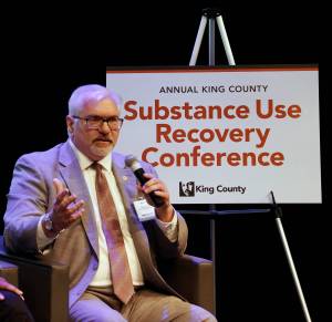 Federal Way Municipal Court Judge David Larson speaks at the fifth annual Substance Use Recovery Conference held June 25 at Green River College in Auburn. Photo by Joshua Solorzano/Sound Publishing