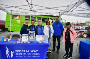 Federal Way Public Schools was ready to connect with the community at the Federal Way Farmers Market on Saturday, June 21. Photo by Bruce Honda