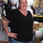 Kris Cornyn surrounded by items that shes collected to share with the community, especially people experiencing homelessness. Photos by Keelin Everly-Lang / the Mirror