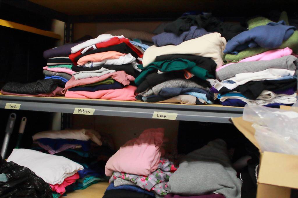 Kris Cornyn keeps an eye out for social media posts where people ask for help, homeless or not, and clothes are often something that people need. Photo by Keelin Everly-Lang / the Mirror