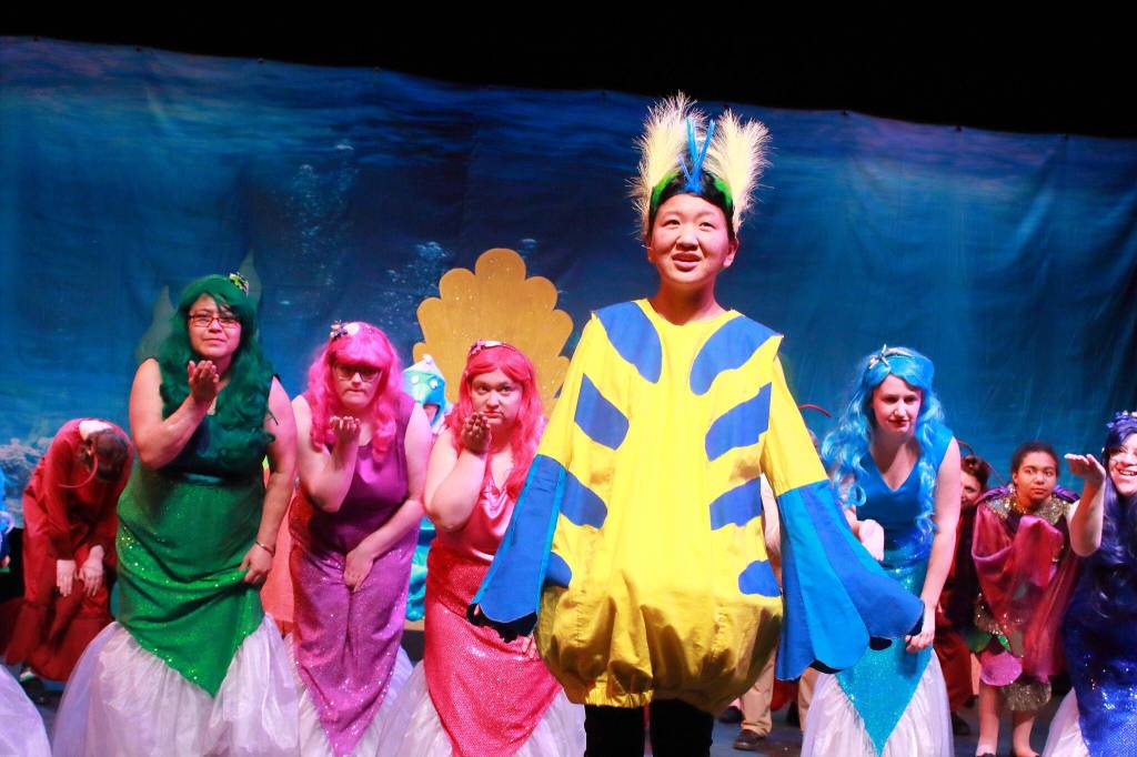 Grace Chung as Flounder in Disneys The Little Mermaid Jr. performed by Friendship Theatre. Photo by Keelin Everly-Lang / the Mirror