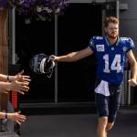 Sam Darnold exits to the practice field at the Virginia Mason Athletic Complex. Photo provided by Maria Dorsten.