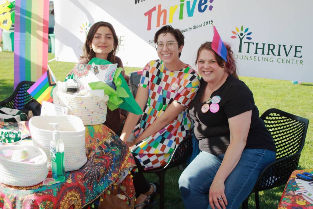 Rheana Peter, LMHC, Lili Lyne, LMFTA and Stephanie Brickner, Clinical Director at Thrive Counseling Center in Federal Way at the Federal Way Pride.